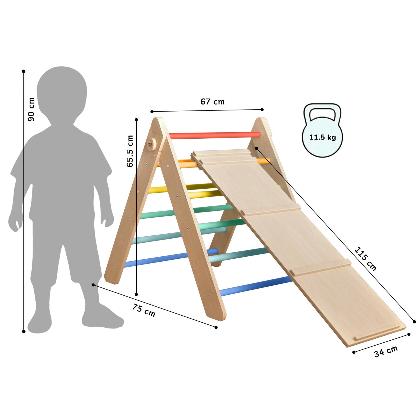 Pikler Triangle and double-sided board set - Bright