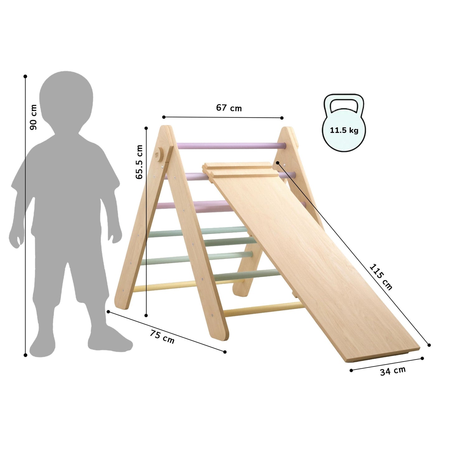 Pikler Triangle and double-sided board set - Bright