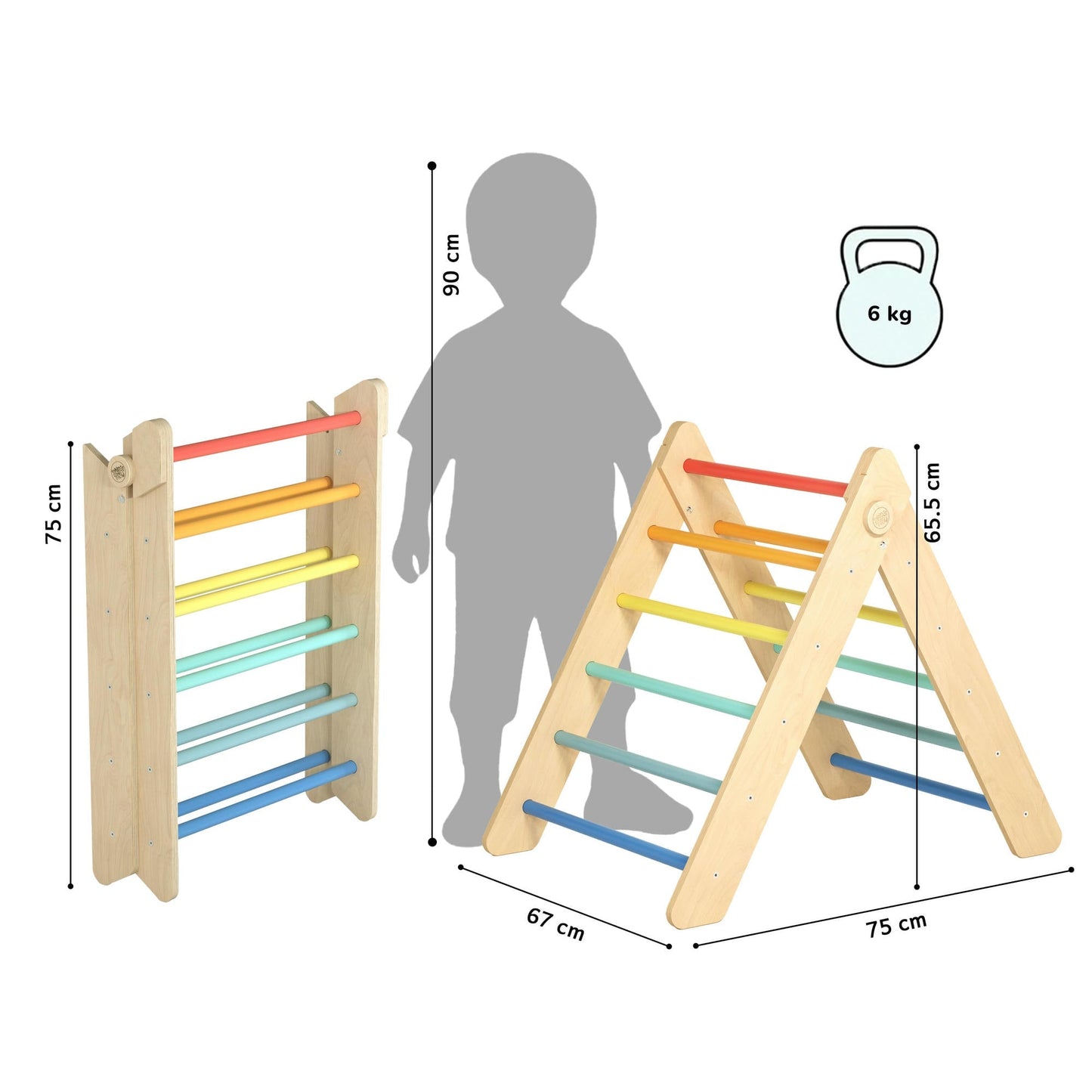 Pikler Triangle and double-sided board set - Bright