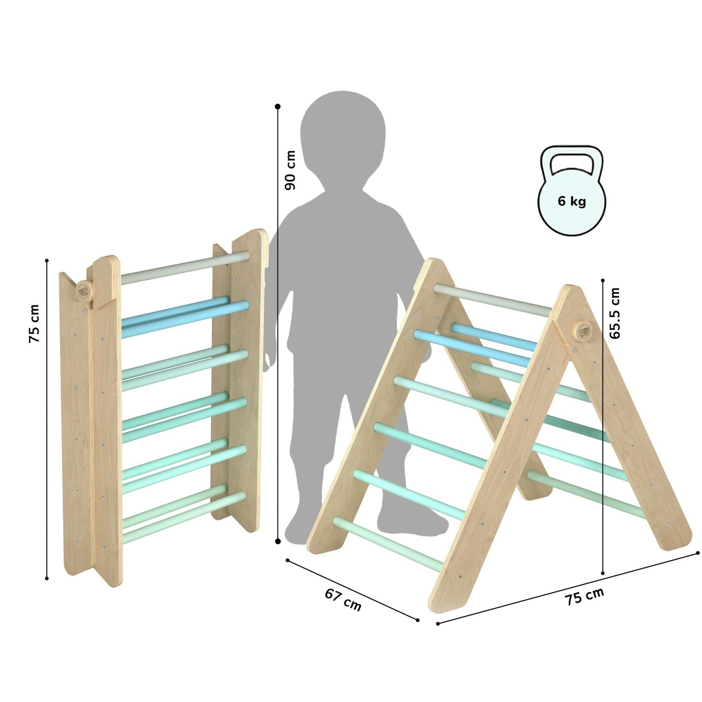 Pikler Triangle and double-sided board set - Bright