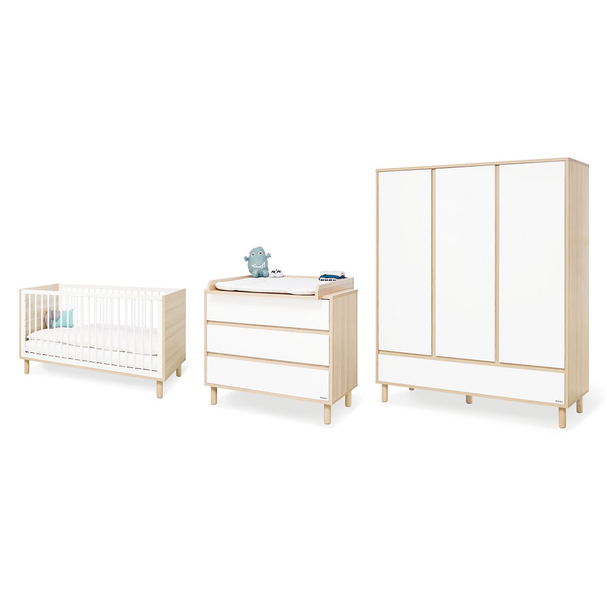 Pinolino Flow babykamer breed – 3-delig met grote kledingkast