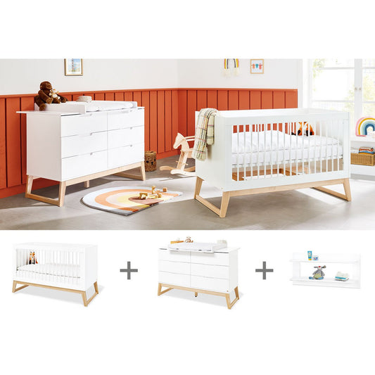 Startset 'Bridge' extra breed, incl. wandplank 3 delen: ledikant, extra brede commode, wandplank - 