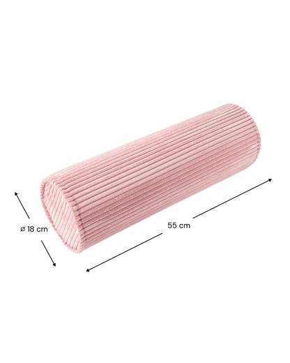 Wigiwama Pink Mousse Roll Cushion - ribstof kussen