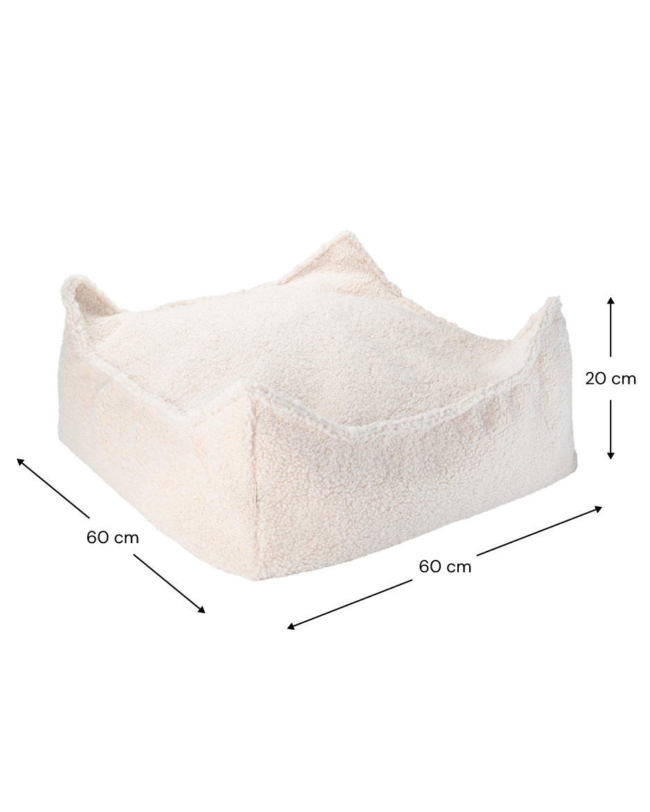 Wigiwama Cream White Square Ottoman - teddystof poef