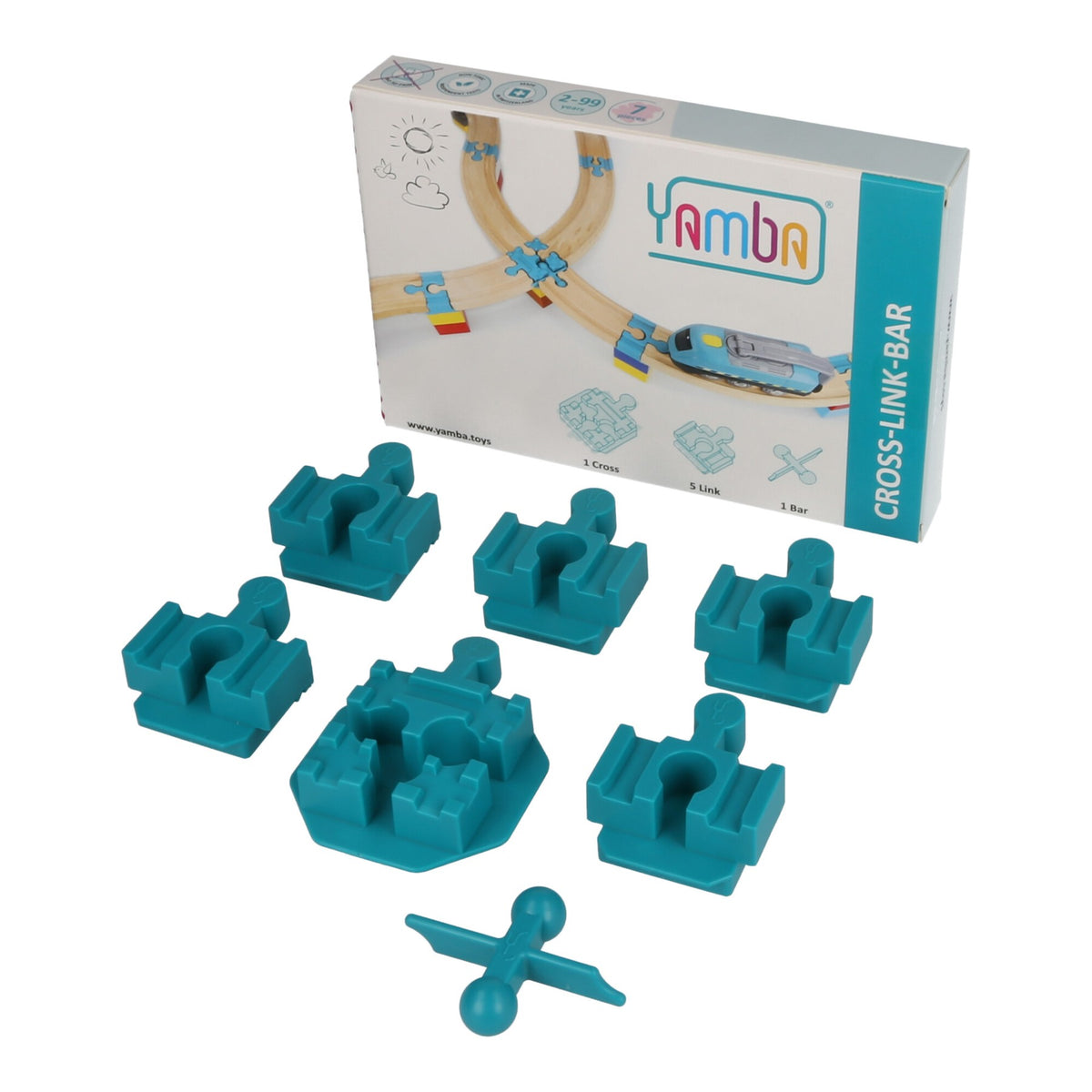 Yamba Cross-Link-Bar-verpakking met één Cross, vijf Link-adapters en één Bar
